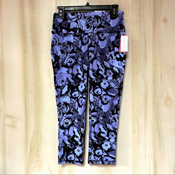 Livi Active Pants - Livi NWT Purple Black Crop Leggings Sz 10-12 Lane Bryant